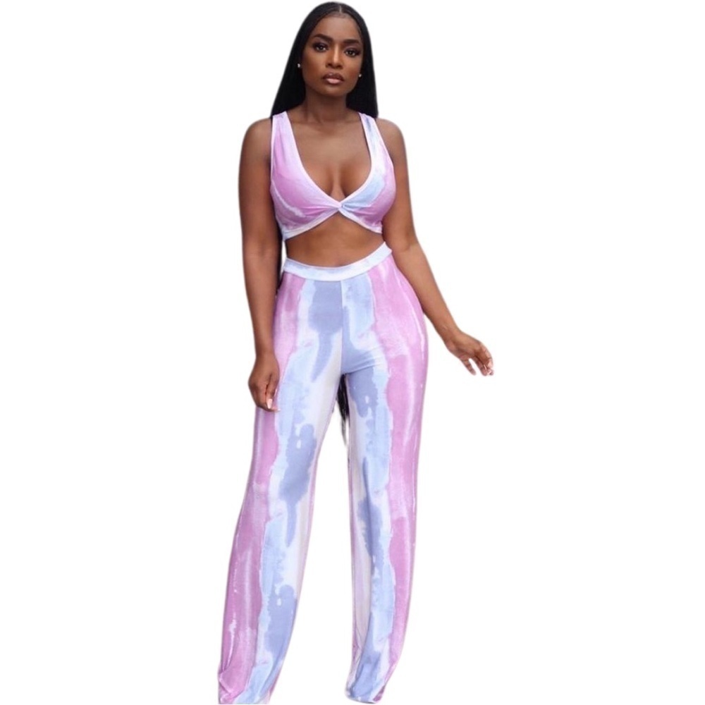 Women's Purple Streaks Pants Set, Size Large, Gently Worn